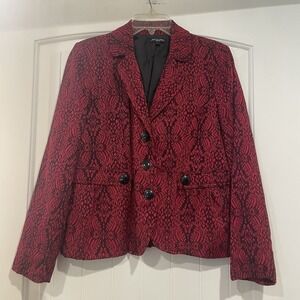 Notations Petite Women's Blazer Jacket Size PXL Red Black Buttons
